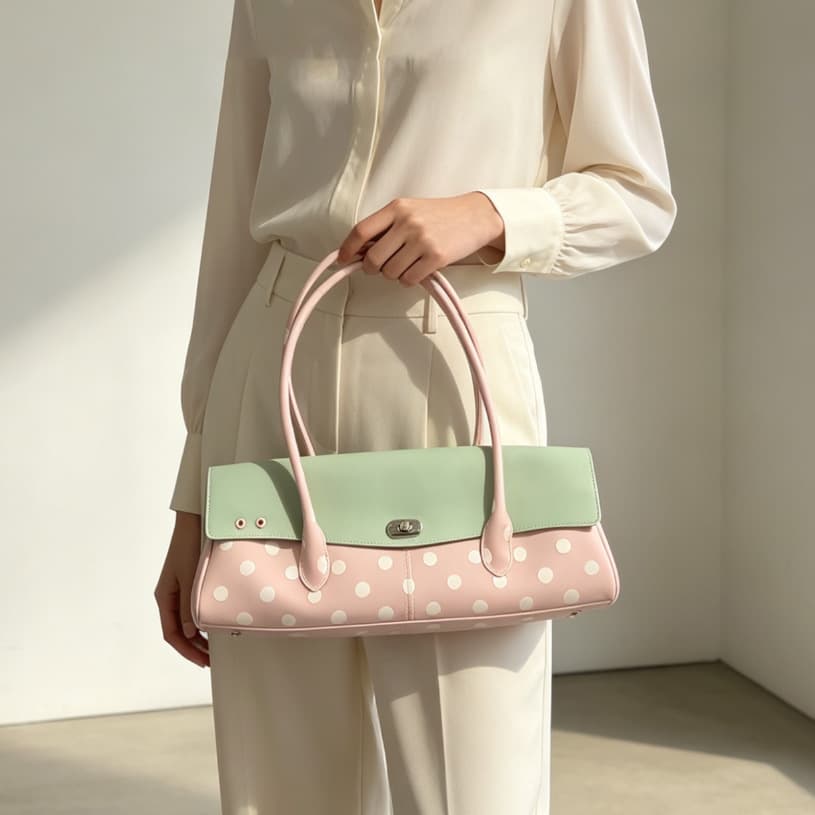 2026 New Korean-style Polka Dot Baguette Underarm Bag for Women Summer Fashion Commute Jelly Shoulder Handbag