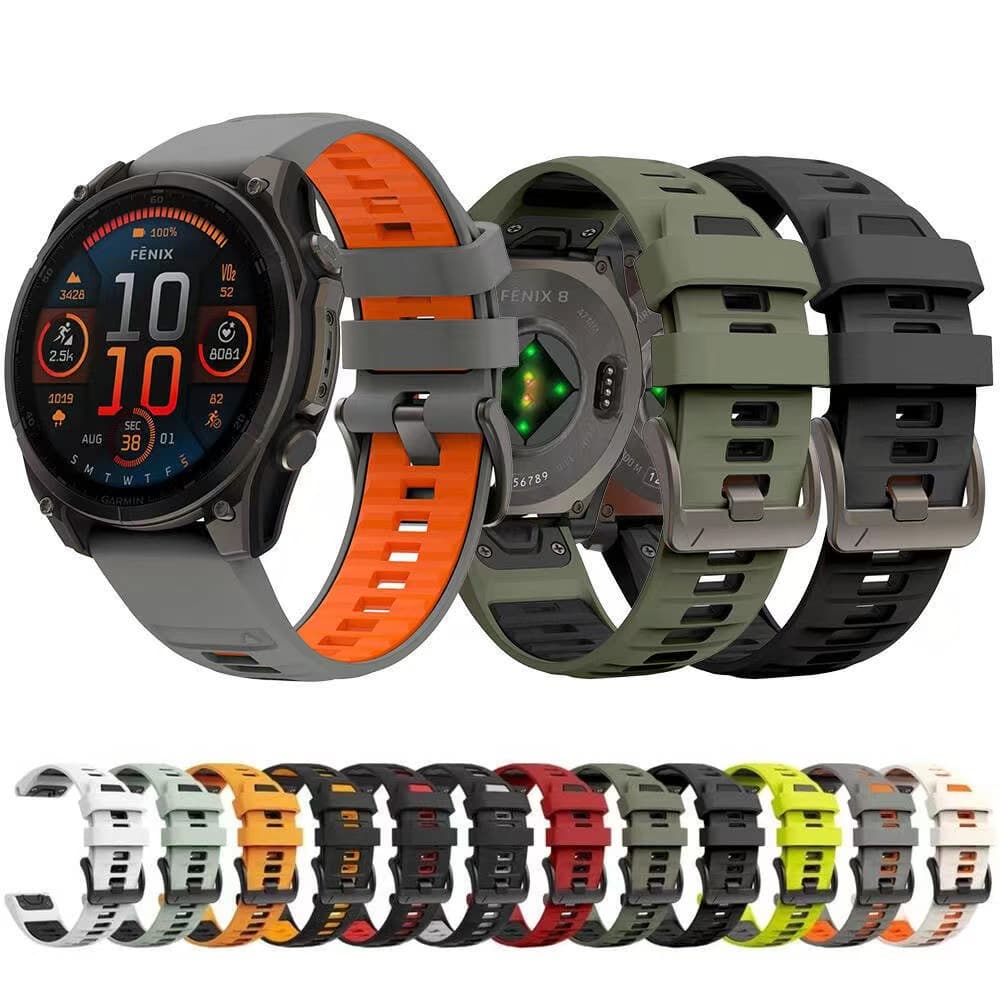 Suitable for Garmin Fenix8/765/X/S two-color silicone strap official same style quick release strap 20/22/26MM