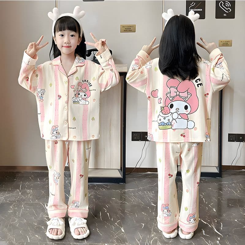 Girls' Pajamas Spring Autumn Long Sleeve Thin Cartoon My Melody Princess Cute Girls' Home Wear Set Trendy