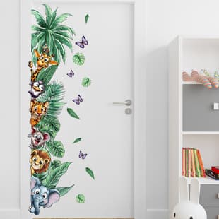 Animal Cartoon Wall Sticker Kids Room Door Sticker Entryway Wall Decorative Wallpaper Waterproof Moisture-proof Self-adhesive Wallpaper