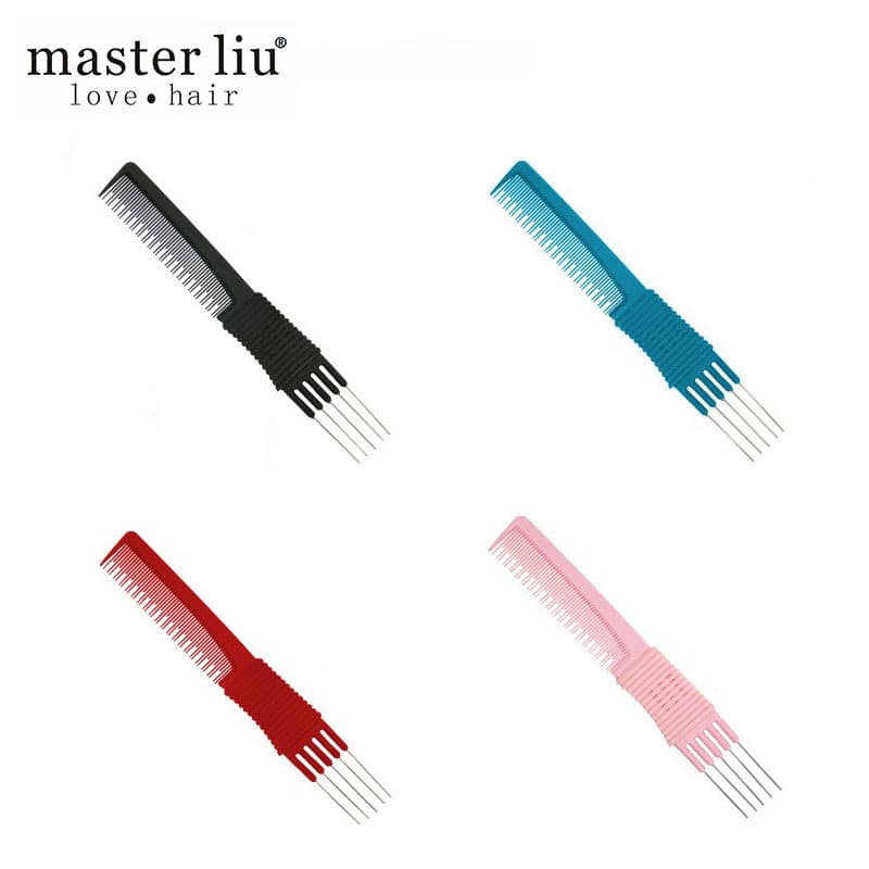 Low-static Carbon Fiber Comb Steel Needle Comb Curling Hairdressing Five-tail Steel Needle Hair Styling Tool