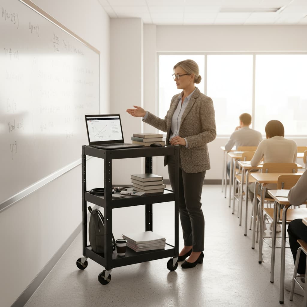 Mobile Computer Cart Four-wheel Instrument Cart Laptop Printer Mobile Workstation Computer Room Operation Vehicle Inspection Training