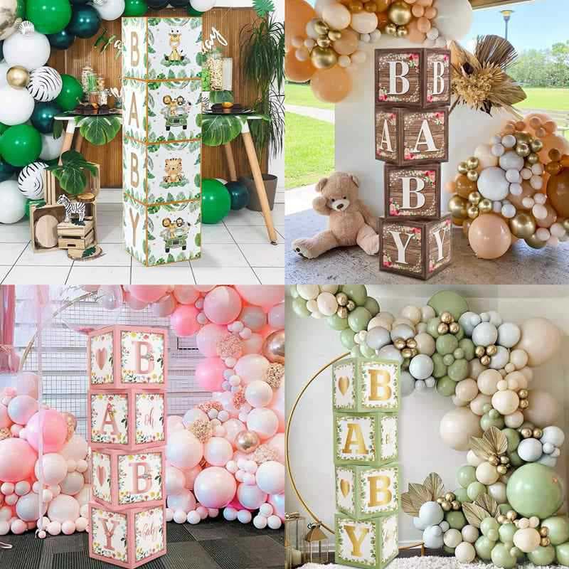 Amazon Birthday BABY Balloon Box Wood Grain ONE Balloon Box Set Party Atmosphere Decoration Arrangement