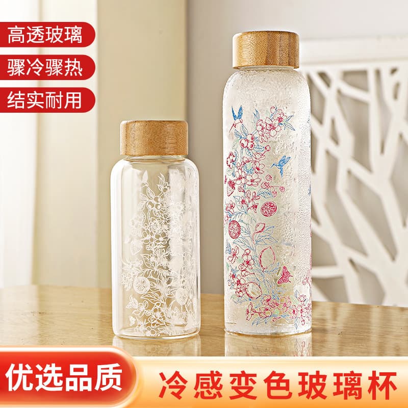Wholesale Custom Logo Color-Changing High Borosilicate Glass 550ML Large Capacity High Borosilicate Cold-Changing Glass Cold Brew Cup