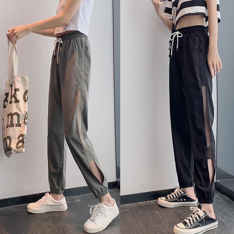 Summer Thin Ice Silk Loose Wide Leg Casual Pants Women's Plus Size Nine Points Slimming Lantern Pants Casual Loose Fit
