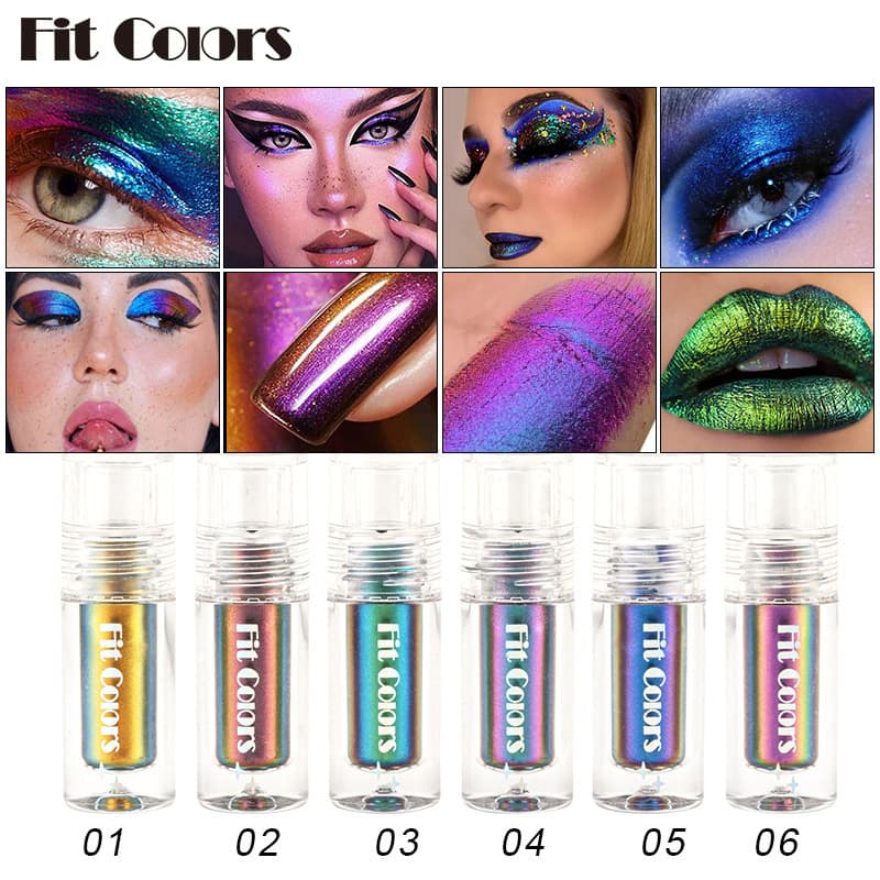 Thermochromic Chameleon Liquid Eyeshadow Diamond Shimmer Highlighter Eyeshadow Optical Color-Changing 6 Colors Cross-Border E-Commerce