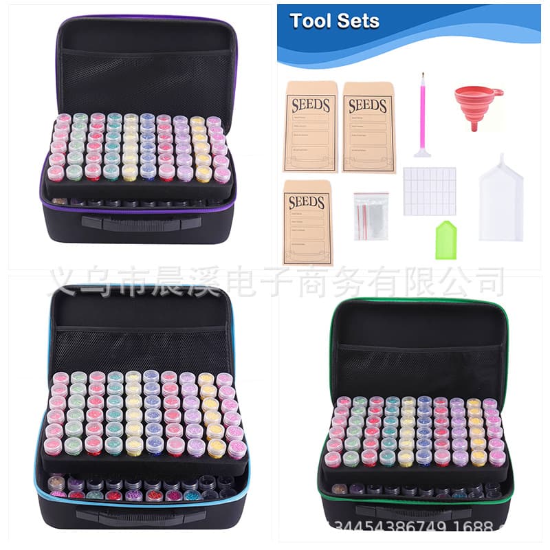 120-Slot Adult Diamond Art Kit Storage Box, Diamond Painting Accessories Tool Portable Bead Storage Case