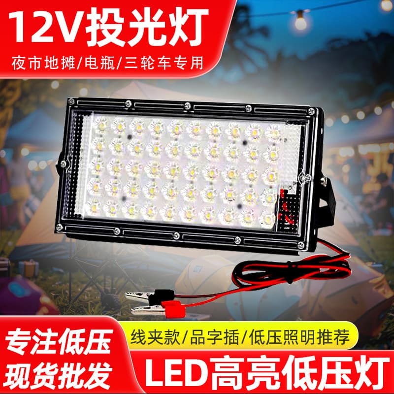 Wholesale 12V LED Floodlight Outdoor Ultra-Bright Clip-on Floodlight Energy-Saving Low-Voltage Light DC Battery Vehicle Illumination