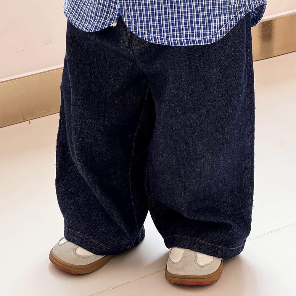 Spring Children's Jeans, Japanese Simple Style, Reactive Dyed, Baby Boy and Girl Loose Straight Casual Pants