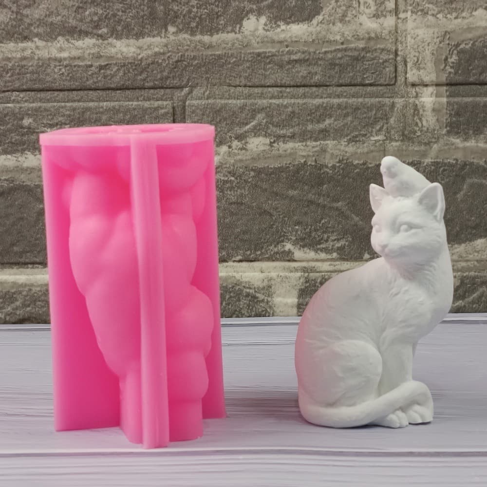 Cat and bird ornaments silicone mold DIY cement plaster ornaments silicone mold W0746