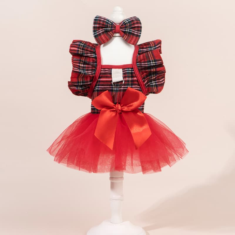 2025 New Japanese & Korean Trend Cat Christmas Tulle Puffy Dress Pet Dog Autumn/Winter Dress Tulle Dress In Stock
