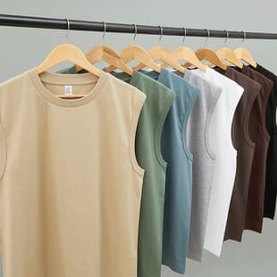 Men's Summer Streetwear Cool Sleeveless Pure Cotton T-Shirt 250g Heavyweight Pure Cotton Fitness Workout Sleeveless Vest T-Shirt