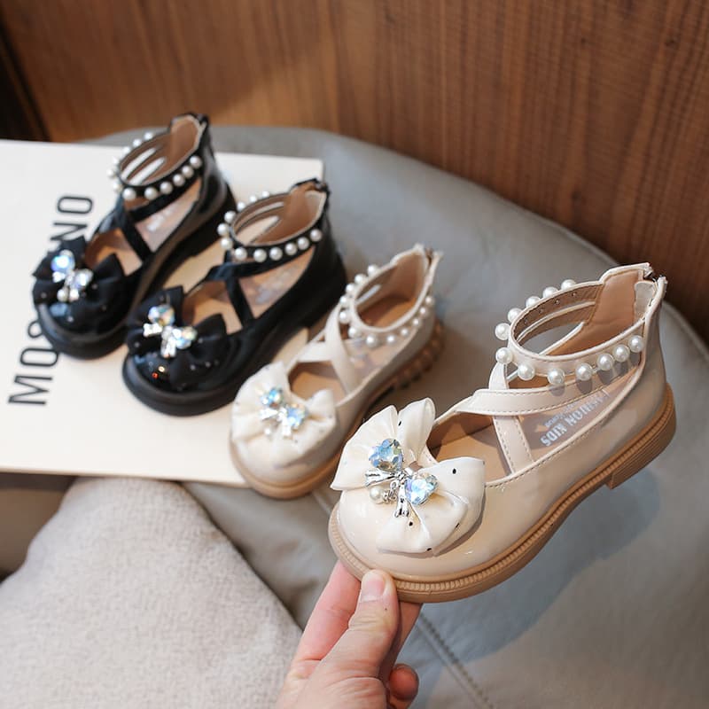 Girls' High Heel Shoes Children's Leather Shoes Spring Autumn New Style Baby Flats Medium Large Kids Soft Sole Roman