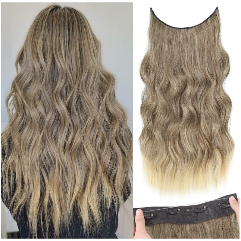 Koni Wig European and American Wig Women's Foreign Trade Natural Hairpiece One-Piece Long Curly High-Temperature Silk Fish Line Hair Extension