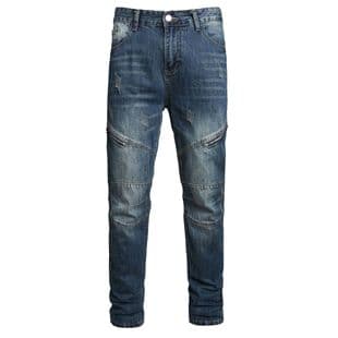 2023 Cross-Border Exclusive New Zipper Decor Fashion Jeans Men Side Seam Decor Jeans Straight Leg Pants