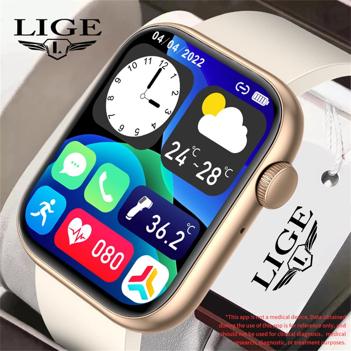 LIGE/Bangwei Multifunctional Sports Watch for Men, HD Large Screen Bluetooth Calling Smart Watch with Music