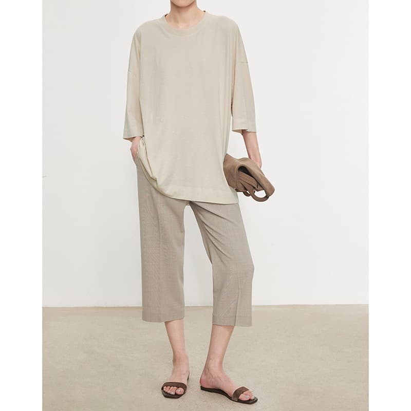In Stock: 26 Ultra-Low Stretch High-Quality Italian Silk Crepe Micro-Flared 7/8 Length Trousers with a Drapey Feel, Suit Pants