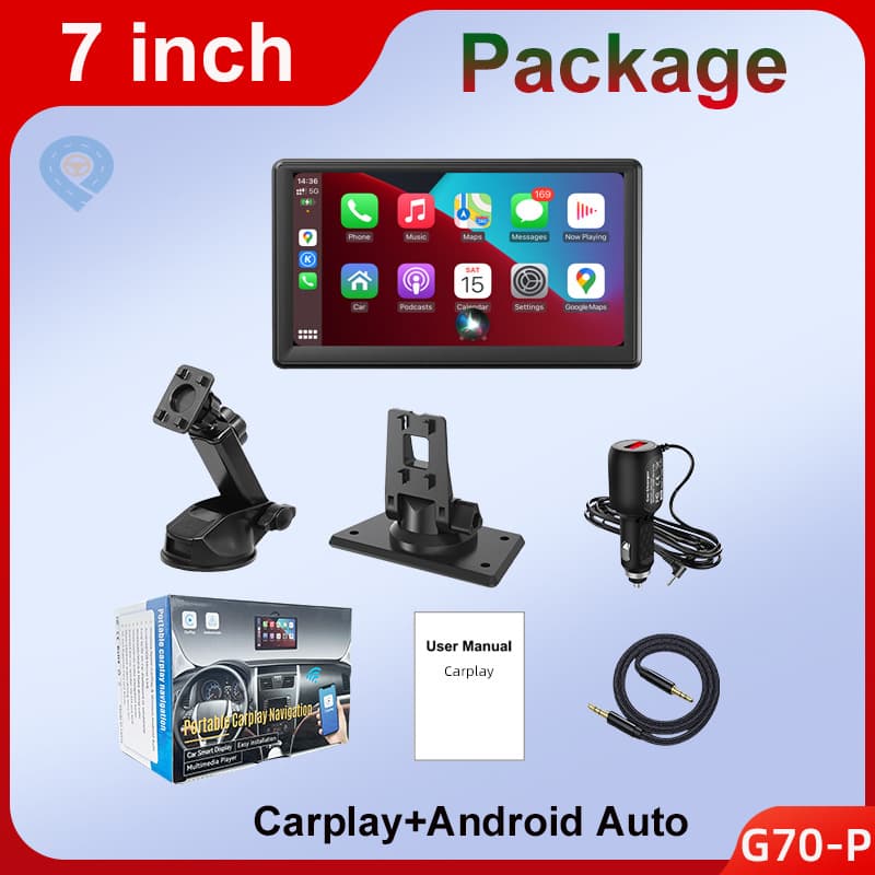 Portable 7-inch Car Smart Screen Wireless Carplay Projection Android Auto Mirroring for E-commerce Export