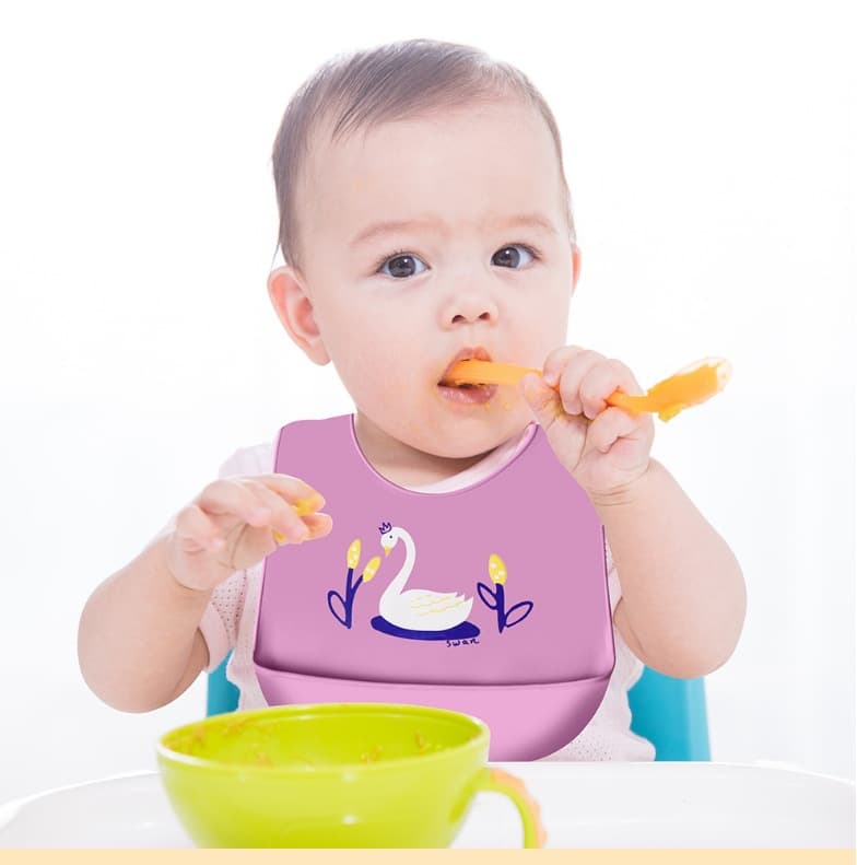 Spot summer thin baby bib silicone saliva pocket cartoon eating bib three-dimensional waterproof bib for children