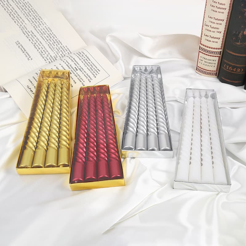 Smoke-free and odorless spiral rod candles, romantic wedding colorful long-stem candles, home confession candlelight dinner candles