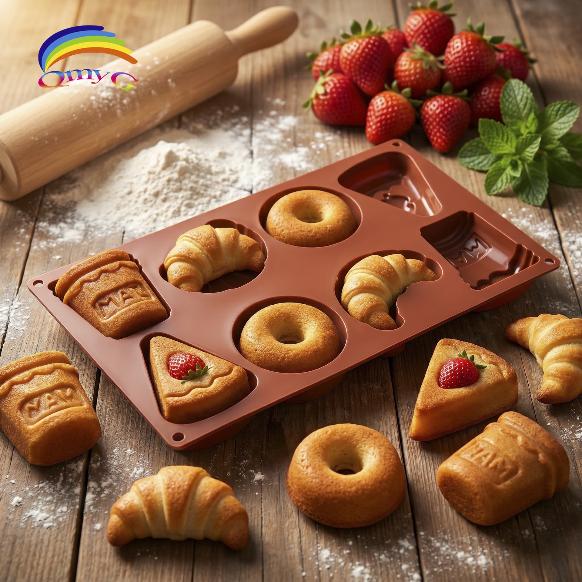 New 8-Cavity 4-Set Bear Heart Chocolate Cookie Mold, Cake Mold, Donut, Strawberry Candy Silicone Mold