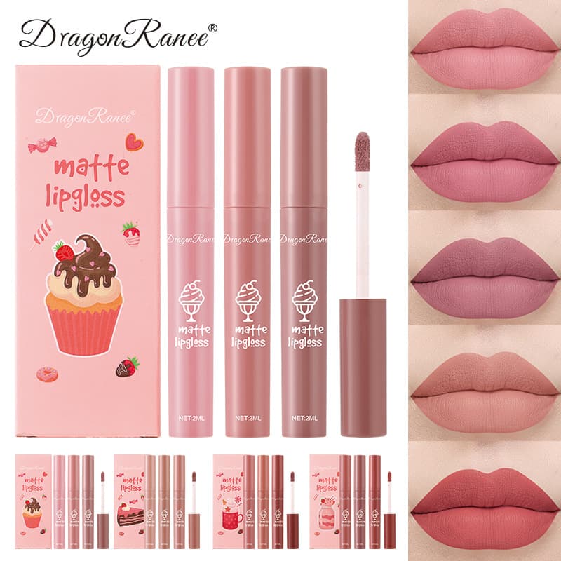 DragonRanee 3-Piece Liquid Lipstick Set, Matte Velvet Lip Paint, Long-Lasting Waterproof, Bestselling Cosmetics Wholesale for Cross-Border