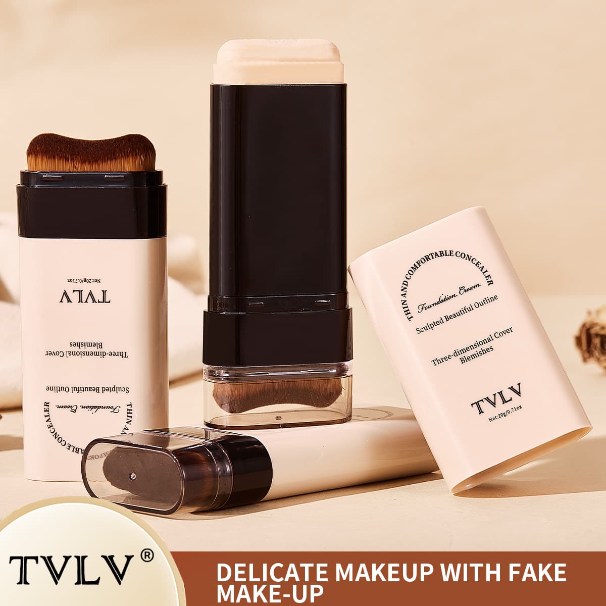 Exclusively available for cross-border TVLV thin and comfortable concealer foundation, light translucent and radiant water-glow foundation stick to cover blemishes