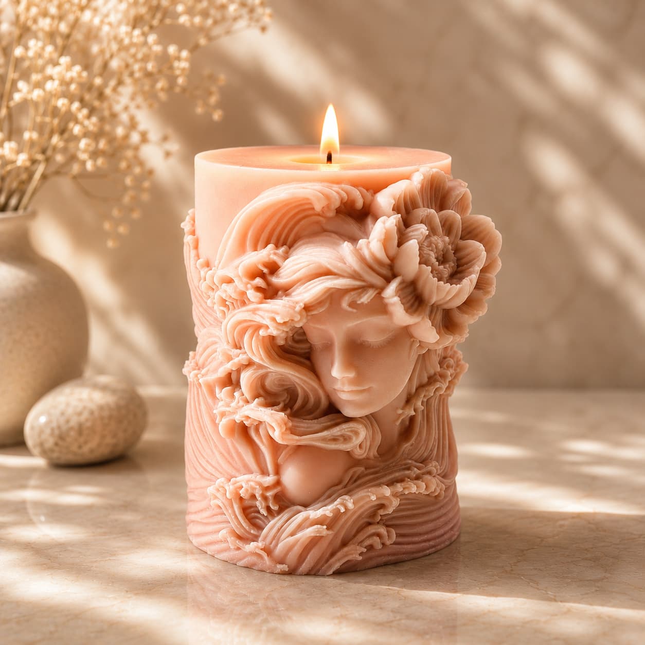 3D Ocean Wave Angel Relief Silicone Mold for Handmade Aromatherapy Candles, Plaster Decor, DIY Mold