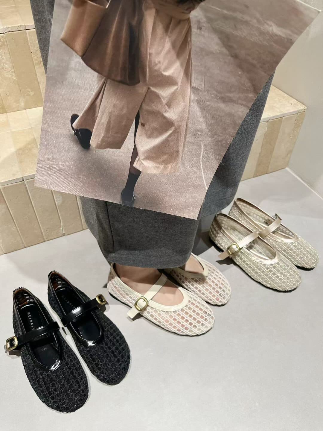 Comfortable Mesh Mary Jane Shoes for Women 2025 Summer New Style Flat Versatile Round-Toe Breathable Single-Strap Shallow Slip-On Shoes