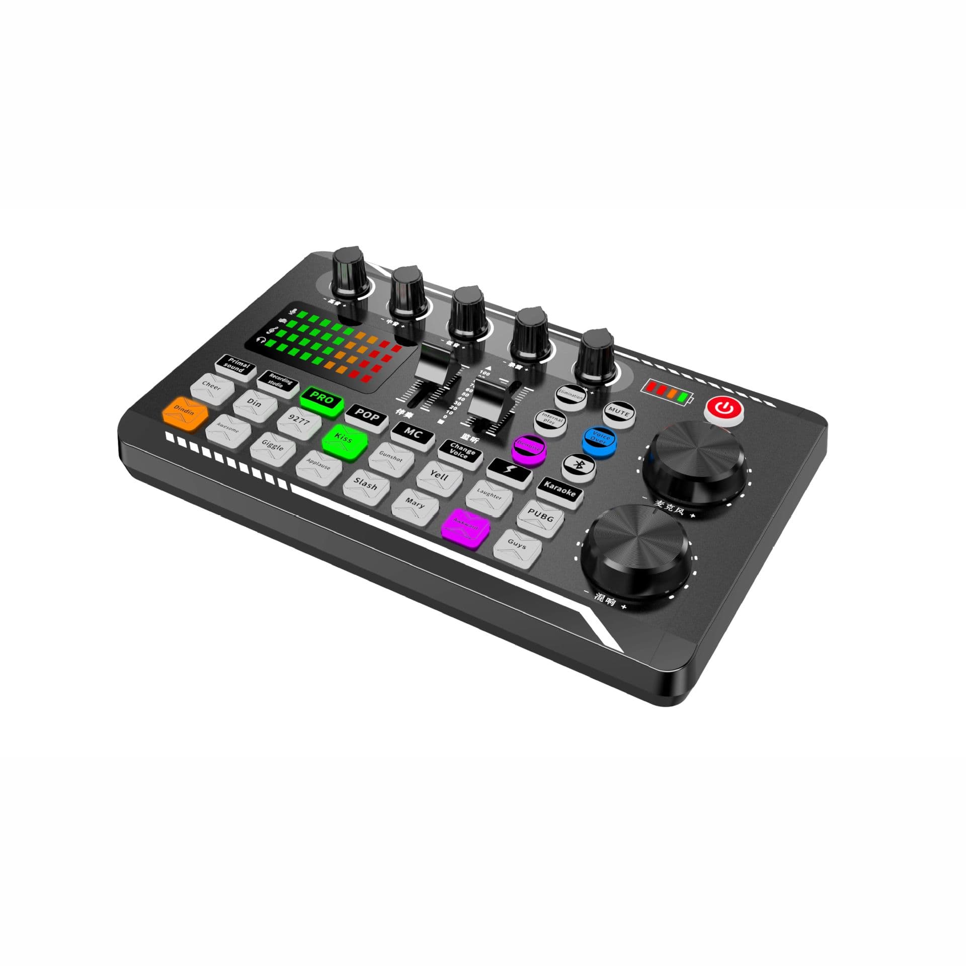 The F998 model sound card for cross-border product live streaming is compatible with multiple platforms, including home karaoke and supports computers and TVs.