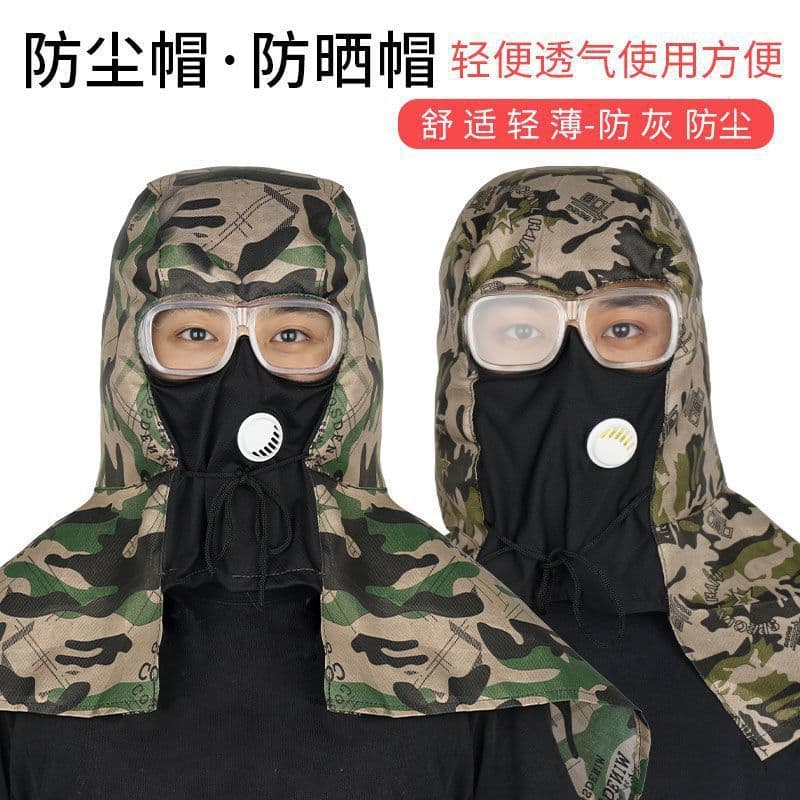 Goggles-Integrated Cape Hood, Dustproof and Sunproof for Grinding, Labor Protection Breathable Face Mask