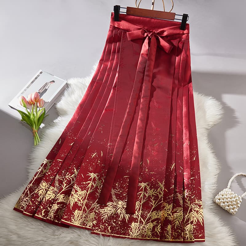 Adult Horse-Face Skirt 2025 Spring New New Chinese Women's Wear National Style High Waist Pleated Half Skirt Daily Hanfu