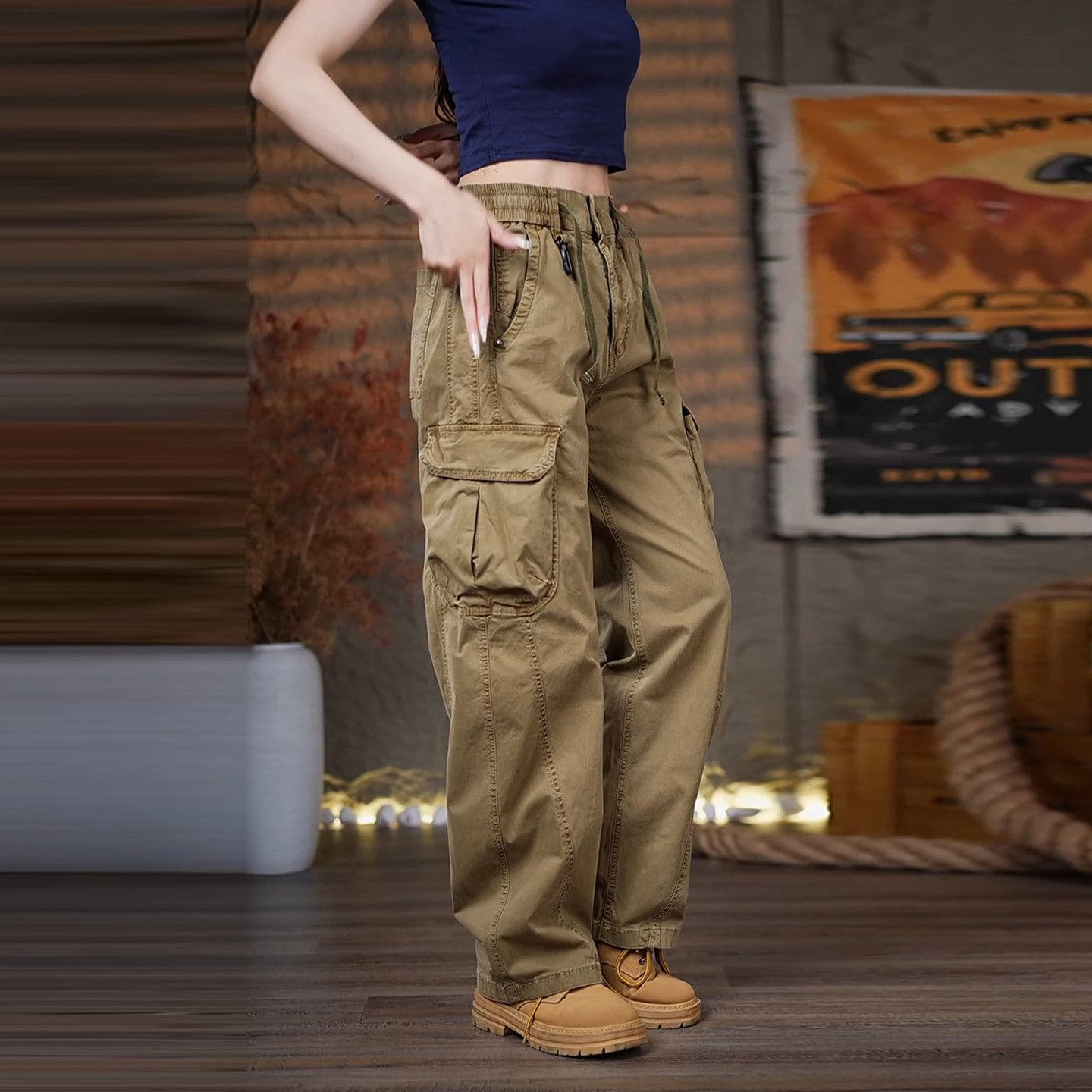 American style overalls for men and women summer thin 2026 new youth trend washed cotton casual pants pocket straight pants