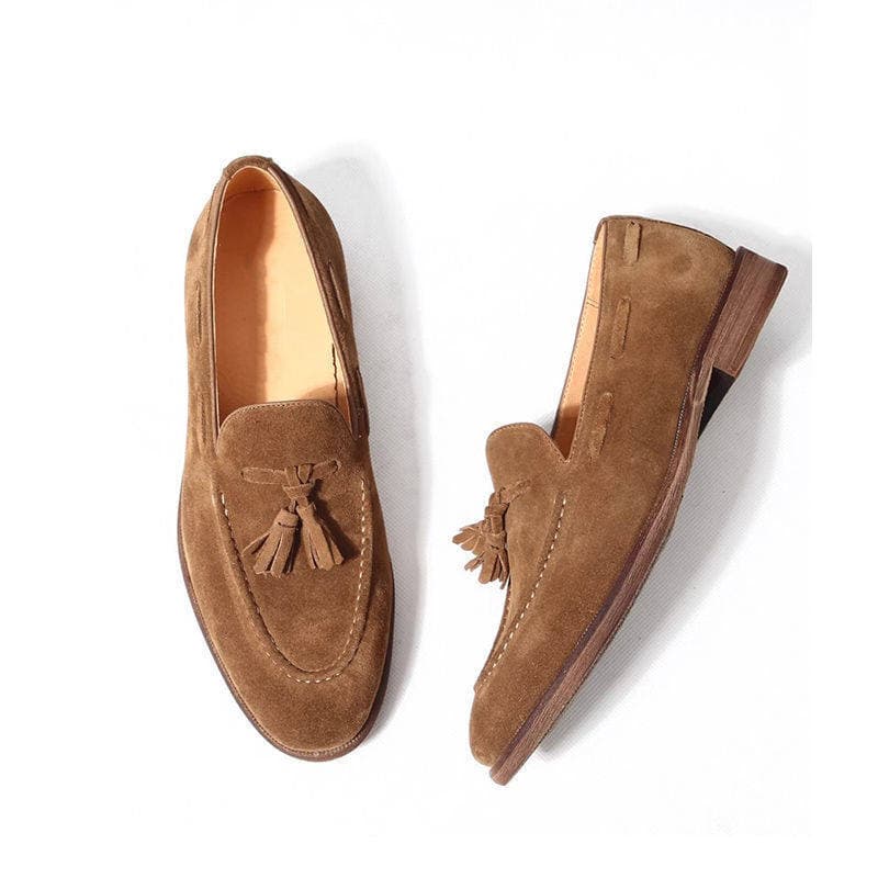 Slip-on British Style Leather Shoes for Men, Fashion Loafers, Commuter Casual Men's Shoes, Summer Tassel Driving Shoes