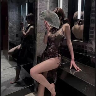 Plus Size Lingerie Chinese Cheongsam Style Easy-Off Retro Mesh Sexy Fun Costume Nightclub Flirting Set for Women
