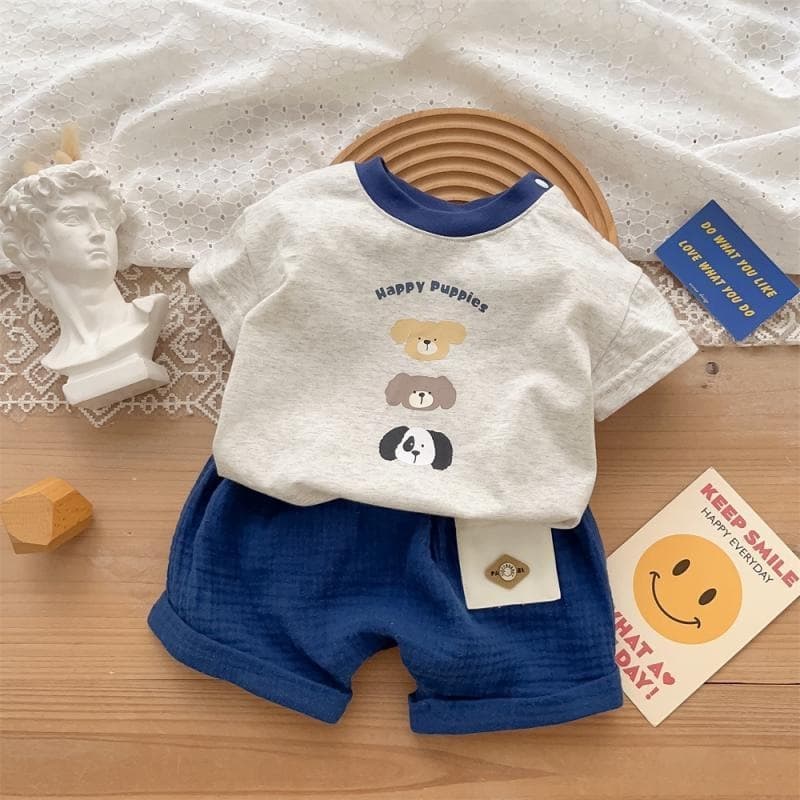 Korean Style Baby Clothes 2026 Summer New 1-3 Years Old Boy Cotton Two-Piece Set Thin Class A Outdoor Wear