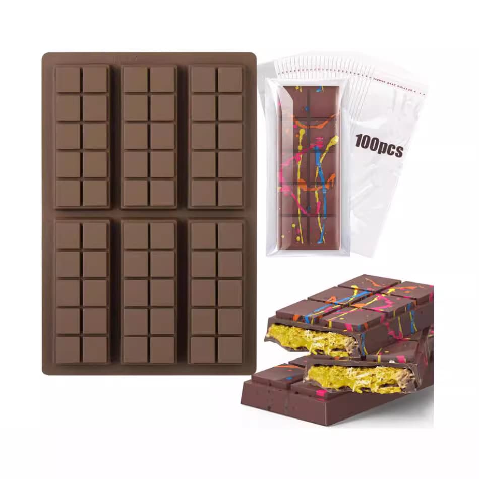 Cross-border Hot Selling 6-Long Strip Square Chocolate Mold DIY Home Square Chocolate Block Silicone Cake Mold