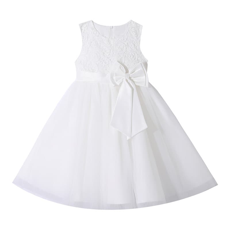 Girls Summer Dress 2024 New Style Children's Fashionable Princess Gown Little Girl Tutu Dress White