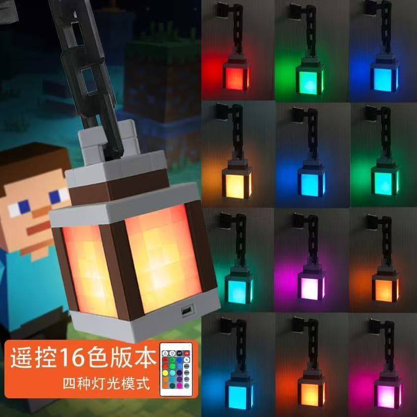Cross-border spot minecraft luminous lantern night light rechargeable game torch light peripheral English version free shipping