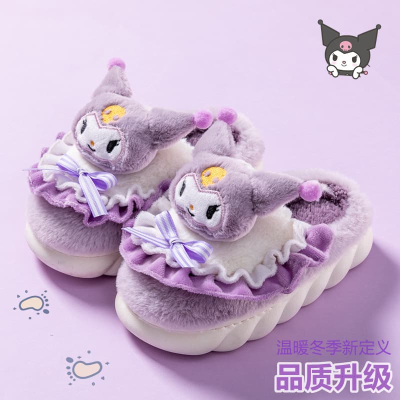 2025 Children's Cotton Slippers Autumn Winter Princess Cute Warm Indoor Slippers for Girls Parent-Child Fluffy Slippers