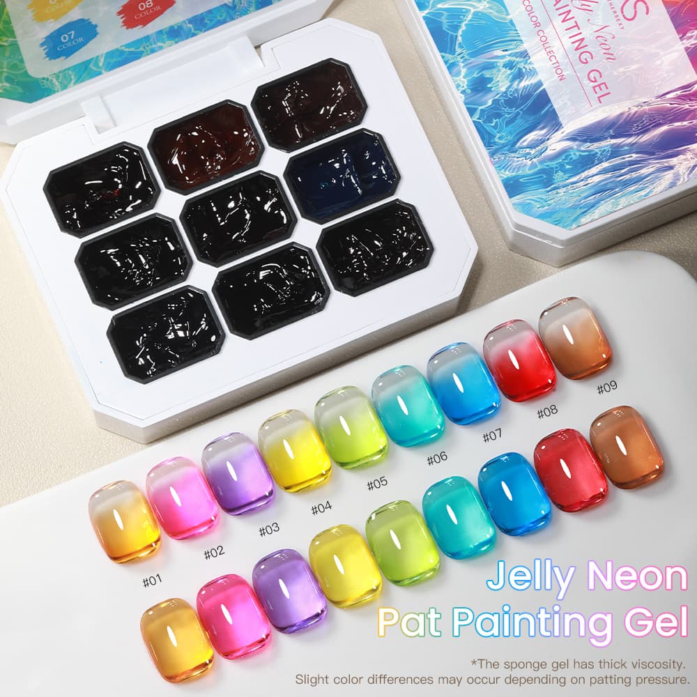 Cross-border AS Nail Art New Nine-Grid Satin Pat Pat Gel High Saturation Painting Printing Gel Pearlescent Solid Nail Polish