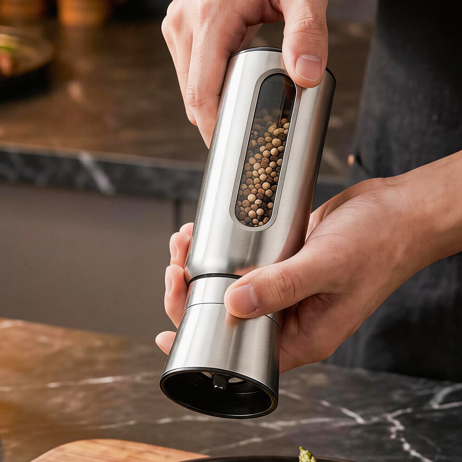 Stainless Steel Pepper Grinder Manual High-End Grinding Bottle Sea Salt Black and White Pepper Peppercorn Grinding Tool for Home Use