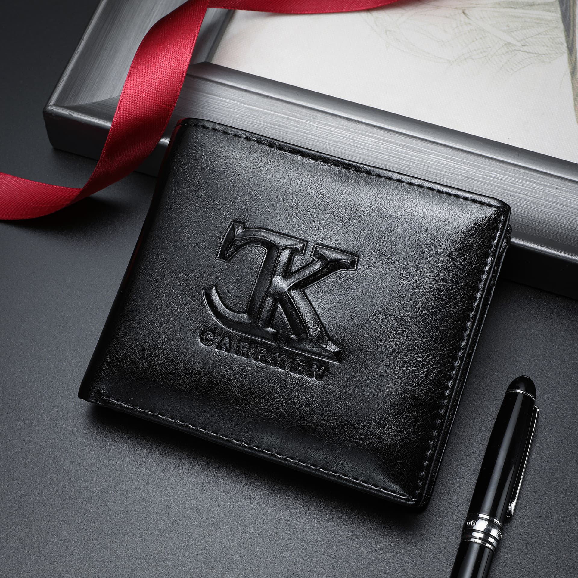 CarrKen Men's Short Wallet Vintage Leather Billfold with Multiple Card Slots, Light Luxury Business Gift for Boyfriend