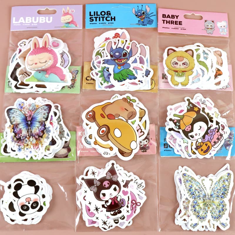 20 pieces of Labubu stickers Elf Tiantuan Labubu Sanrio Stitch waterproof decorative mobile phone water cup stickers