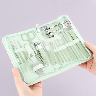 Cross-Border Nail Clipper Set, Matcha Green 22-Piece Set, Beauty Manicure Tools, Pedicure Knife, Nail Scissors, Nail Clipper Set