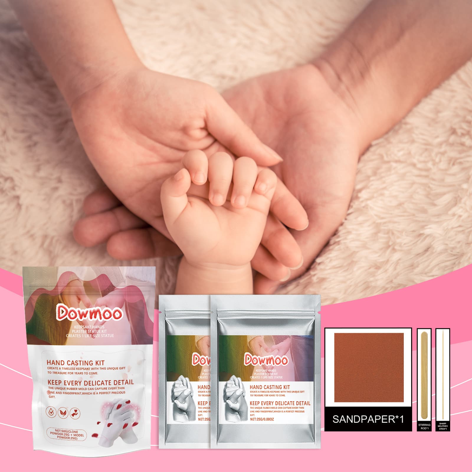 DOWMOO Parent-Child Hand Model Kit DIY Hand Craft Souvenir 3D Hand Model Figurine