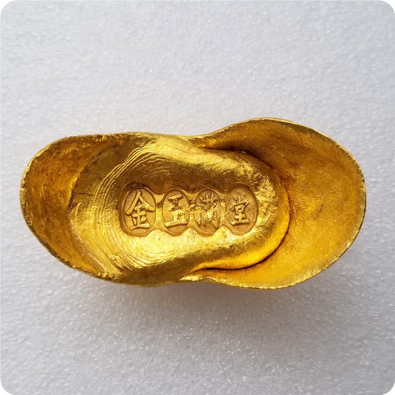 Antique Craft Gold Ingot Full of Gold and Jade Brass Material Non-Gold J36