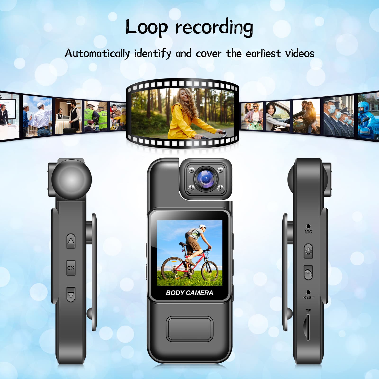 Cross-border new handheld pocket portable recorder, clip-on camera with HD 4K and infrared night vision for law enforcement