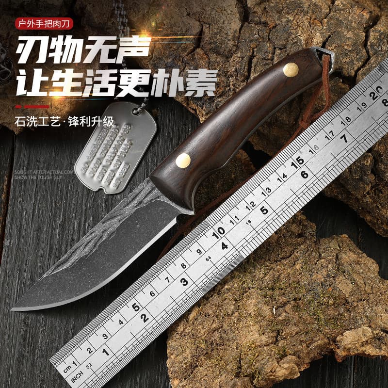 Outdoor Small Straight Knife Handheld Meat Knife Fruit Knife Mongolian Meat Knife Stainless Steel Meat Cutting Knife Outdoor Survival Knife
