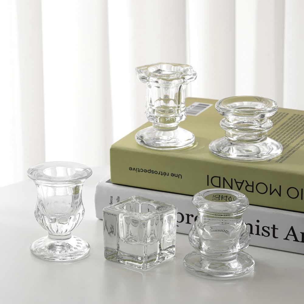 European minimalist INS glass candle holder with rod wax base, romantic dining table candle stand, creative home decor